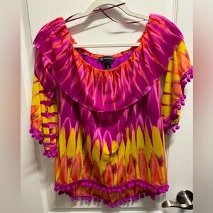 INC small colorful top with frills